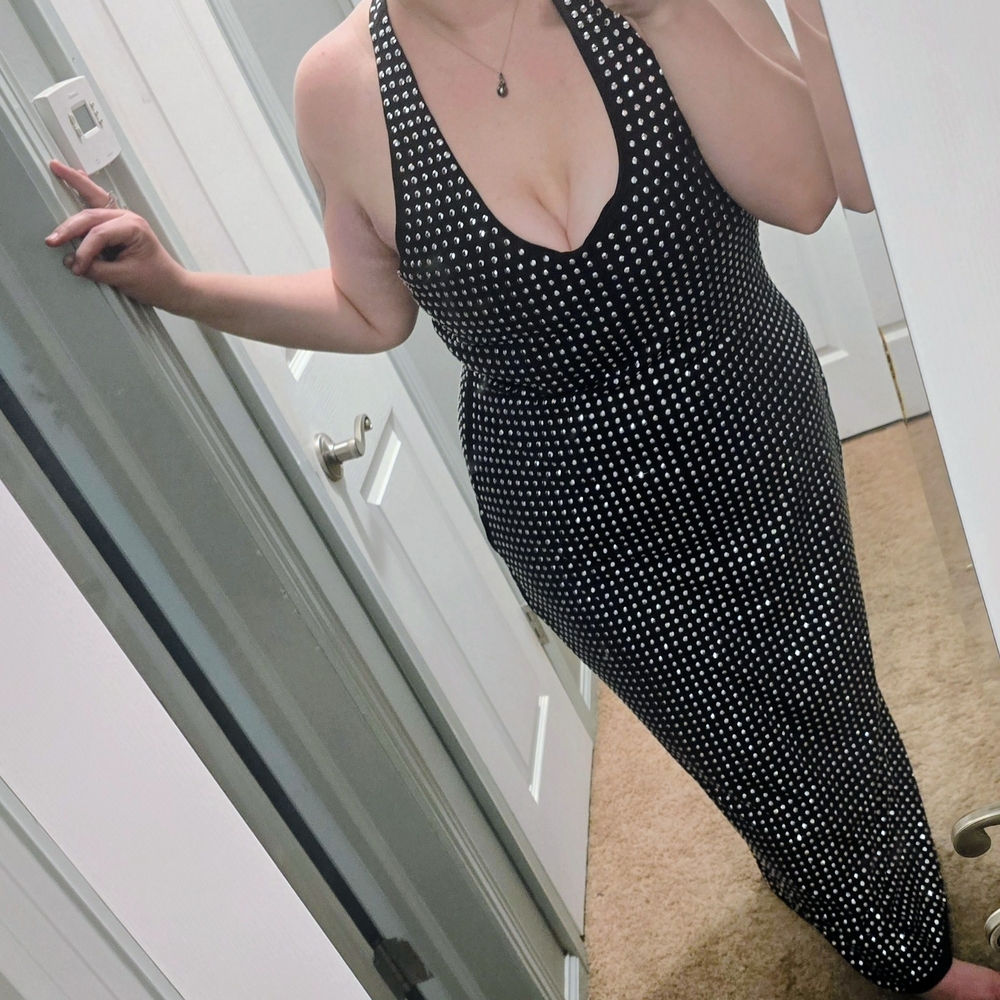 ASOS Black and White Halter Maxi Dress